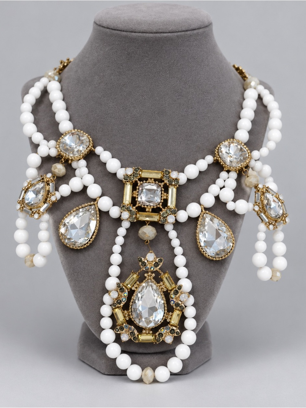 Vintage Regal Glam Bead Crystal Statement Necklace